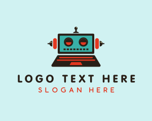 Website - Robot Laptop Computer logo design