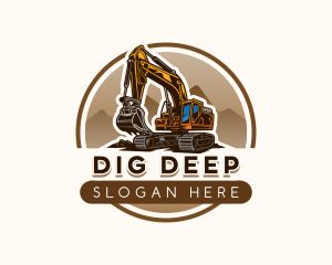 Excavator Digger Backhoe logo design