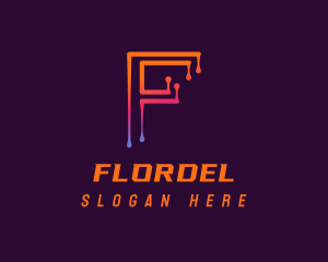 Modern Tech Letter F logo design