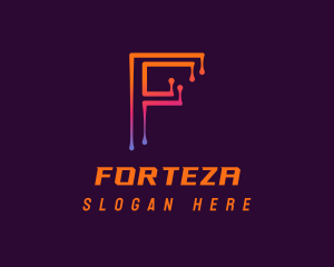 Modern Tech Letter F logo design