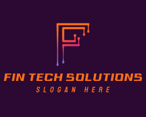 Modern Tech Letter F logo design