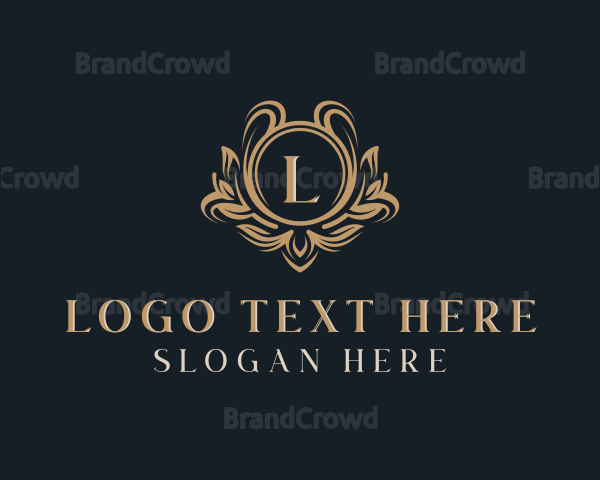 Floral Wreath Shield Logo