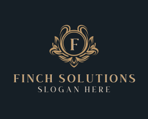 Floral Wreath Shield logo design