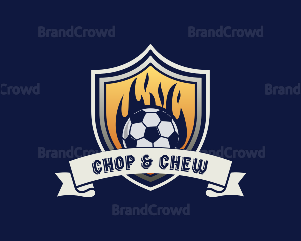 Flame Soccer Sports Shield Logo