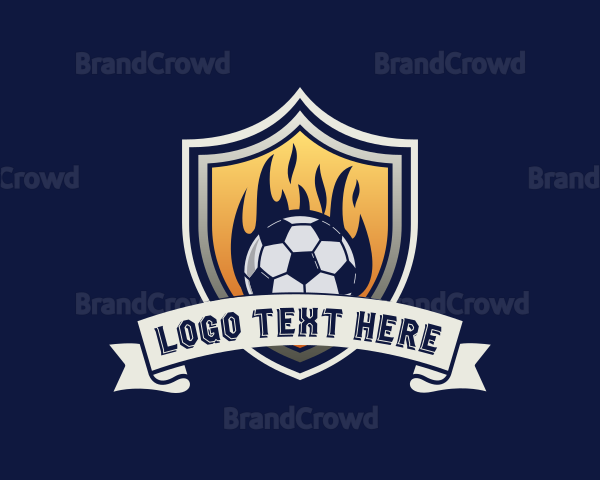 Flame Soccer Sports Shield Logo