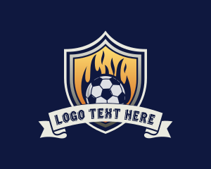 League - Flame Soccer Sports Shield logo design