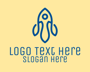 Digital Solution - Simple Blue Rocket logo design