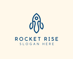 Simple Blue Rocket  logo design