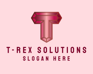 Red Gemstone Letter T logo design