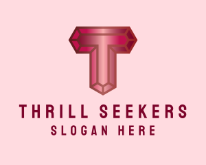 Red Gemstone Letter T logo design