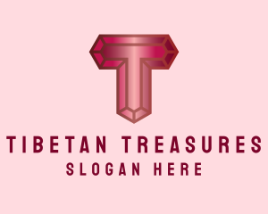 Red Gemstone Letter T logo design