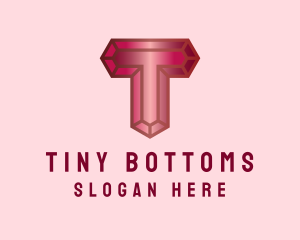 Red Gemstone Letter T logo design