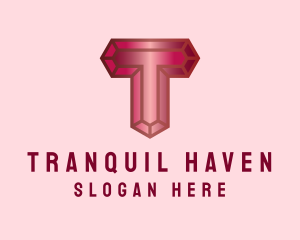 Red Gemstone Letter T logo design