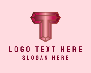 Precious - Red Gemstone Letter T logo design