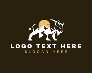 Steakhouse - Bison Valley Mountain logo design