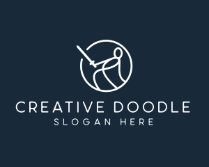 Doodle - Swordsman Warrior Doodle logo design