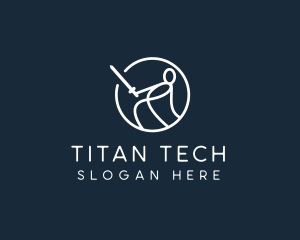 Titan - Swordsman Warrior Doodle logo design