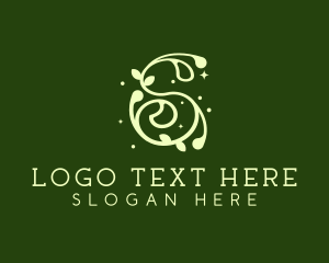 Folklore - Green Sparkly Floral Letter S logo design
