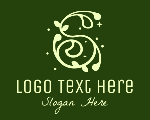 Fairytale - Green Sparkly Floral Letter S logo design