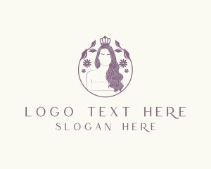 Hairstyle - Floral Woman Crown logo design