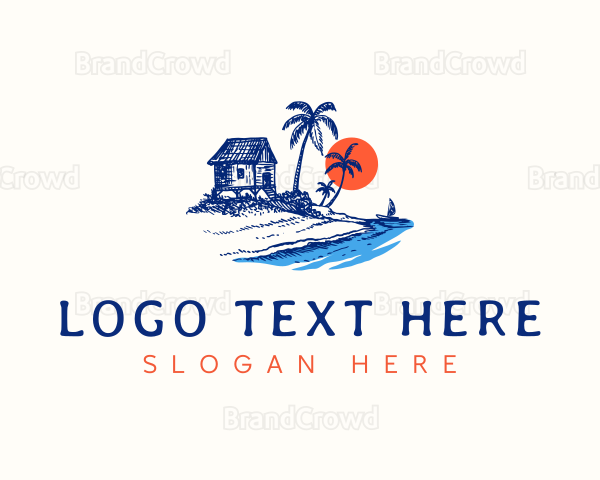 Tropical Beach Vacation Logo