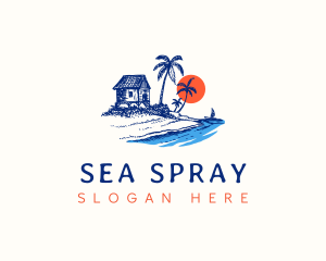 Tropical Beach Vacation logo design