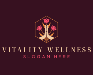 Hands Flower Wellness logo design