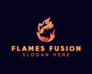 Hot Flame Pig logo design