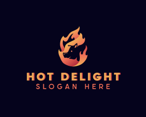 Hot Flame Pig logo design