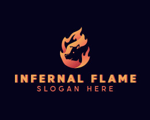 Hot Flame Pig logo design