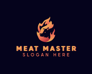 Hot Flame Pig logo design