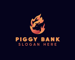 Hot Flame Pig logo design