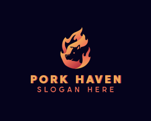 Hot Flame Pig logo design
