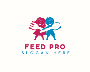 Feed - Boy Girl Utensils logo design