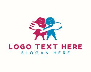 Young - Boy Girl Utensils logo design