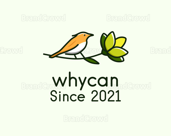 Perched Bird Flower Logo