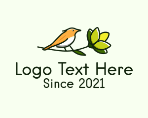 Plover - Perched Bird Flower logo design
