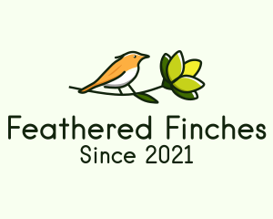 Perched Bird Flower  logo design