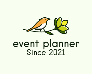 Wildlife Center - Perched Bird Flower logo design