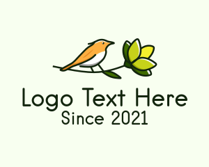 Cuckoos - Perched Bird Flower logo design