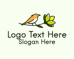 Perched Bird Flower  Logo