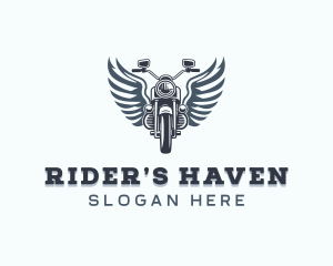 Motorcycle Rider Wings logo design