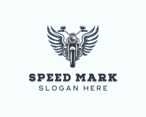 Motorcycle Rider Wings logo design