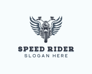 Motorcycle Rider Wings logo design