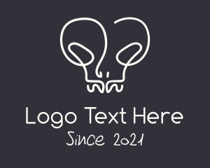 White - Monoline Alien Skull logo design