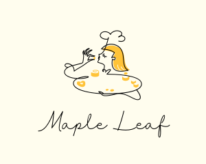 Monoline Female Baker logo design