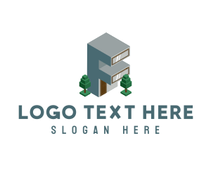 3d - Modern Building Letter F logo design