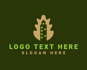 Eco - Leaf Building  Skyscraper logo design