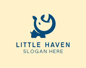 Little - Cute Baby Rhino logo design