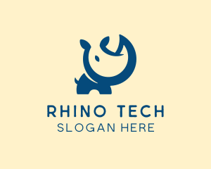 Cute Baby Rhino logo design